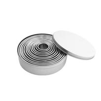 11Pcs Biscuit Mold Stainless Steel Round Dough Cutter Dumplings Skin Mold Kitchen Cookie Cutter Set Baking Circle Pastry Mould sidabras