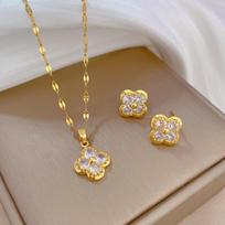 2 vnt. dobilų karolių auskarų rinkinys, geriausia dovana šeimai ir draugams necklace+earring auksas