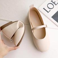 Fashion Spring and Autumn Woman Ballet Flat Shoes Fashion Low Heel Mary Jane Shoes Lady Casaul Square Toe Shallow Buckle Soft Sole Shoes 35 smėlis