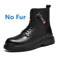 Madingi Ankle Boots Vyrams Skaldyta Oda Madingi Vyriški Batai Žieminiai Platforminiai Sniego Batai Vyrams Avalynė Laisvalaikio Juodi Batai 37 black