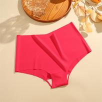 FINETOO Women Seamless Panty V-waist Design Underwear Ice Silk Lingerie Traceless Briefs XL juoda