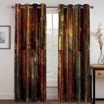 Farm Wood Door Plank 3D Digital Print Bedroom Living Room Curtain Farm Ranch Style Printed Curtain two pieces W50xH130(CM)x2pcs&Hook ruda