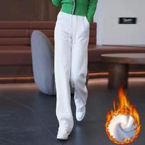 Chenille Wide-leg Pants Women's Autumn and Winter High-waist Straight-leg Corduroy Casual Plus Velvet Pants XXXL balta