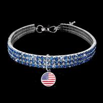 Pet Dog Bling Rhinestone Chocker Collars Fancy Dog Heart Shaped Necklace mėlyna