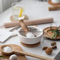 Ceramic Masher Mortar Pestle Pepper Masher Spice Grinder Crusher Pounding Jar Manual Grinding Vessel Food Grinder Grinding Tools gray