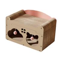 Cardboard Cat House Grinding Claws Sleeping Scratcher Bed Indoor Cats Kitty pilka spalva