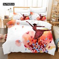 Cartoon Ballet Dancing Girl Duvet Cover Set Princess Style Twin Siz Bedding Set Kids Girl Nordic Bed Cover 150 90  Queen King EU single(135x200cm)