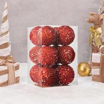 12 Christmas Ball Ornaments for Holiday Celebrations Indoor Decor And Gifts Red brown