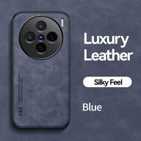 KEYSION Luxury Retro PU Leather Case for VIVO X200 X200 Pro 5G Soft Silicone+PC Shockproof Phone Back Cover for VIVO X200 Pro for VIVO X200 mėlyna