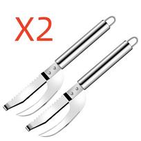 2pcs, Upgrade 3 In 1 Fish Knife, Multi Fish Scale Knife 3 in 1 Stainless Steel Shrimp Whisker Peeler Tool, Multifunctional Shrimp Line Fish Maw Knife 2pcs sidabras