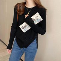 Fashion Solid Slim Fit Pullovers Knitted Sweater Women Long Sleeve O-neck Casual Winter Women's Sweaters Elegant Buttons Ladies Jumper Knitwear 25614 One Size juoda