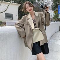 Fake Two-piece Blazer Women's Spring New Design Niche Contrasting Color Korean Style Suit S