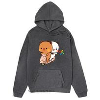 Cute Bubu and Dudu Hoodie Panda Bear Graphic Sweatshirt with Hooded Kawaii Women Clothes Men Long Sleeve Casual Cute Korean Tops S