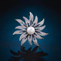 Korean Sun Flower Brooch Female Ins Tide Temperament Pearl Corsage Female Atmosphere Pin Creative Accessories