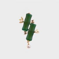 Rising Antique Style And National Tide Bamboo Brooch Femininity Pearl Brooch Light Luxury High-End Pin Cheongsam Accessories