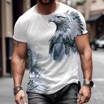 Summer Men 3D Wolf Printed T-Shirt Vintage O-Neck Tops Tees Male Casual Stylish Short Sleeve Clothing Fashion Trend S gray