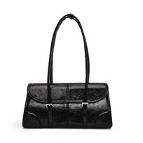 Oil wax leather retro long portable new shoulder bag texture commuter underarm bag women's bag women's large-capacity literature and art juoda