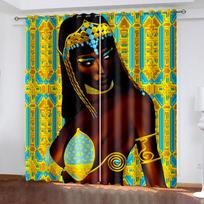 Afrikos Senovinės Blackout Užuolaidos Retro Egipto Vaikų Paauglių Miegamojo Langų Užuolaidų Dekoras Svetainės Užuolaidos(2 Paneliai)Užuolaida W132cm x H160cm&Grommet yellow