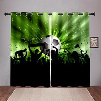 3D Football Field Green Grass Curtain Football Rhine Field Curtain 2 Panel Football Lovers Living Room Bedroom Den Kids Room Dec 50W130H(CM)X2PCS&HooK