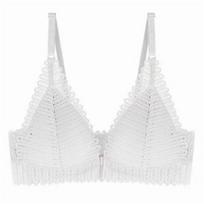 Nėriniai priekyje, bralette, moteriškas apatinis trikotažas Seksuali liemenėlė be nugarėlės be kaulų Push Up liemenėlė Trikampis plonas apatinis trikotažas 32/70A balta