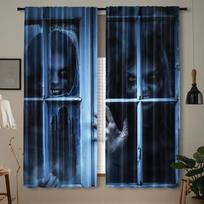 2 Pieces Sary Blood Curtains Decorative Window Drapes with Rod Pocket for Bedroom Living Room Home Decoration Haunted House 100W130H(CM)&Grommet Top
