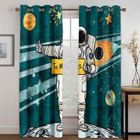 3D Children's Boy Cartoon Astronaut Space Planet 2 Pieces Shading Window Curtain for Living Room Bedroom Decor Hook Free Shiping 100W130H(CM)40x51in&Hook