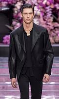 Formal Men Stylish Black Handmade Blazer Business Leather Lambskin 100%Genuine S juoda