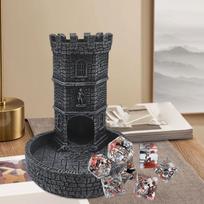 Castle Dice Tower Accessory for Board Games Table Decoration Desktop Ornament Rolling Grey Black black