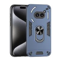 KEYSION Smūgiams atsparus šarvuotas dėklas Nothing Phone 2A Plus telefonui, silikoninis+PC, su fotoaparato apsaugos žiedu ir stovu, telefono dangtelis Nothing Phone2A for Nothing Phone 2A mėlyna