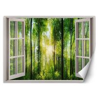 Wallpaper Window view sun rays in the forest 140x100 žalia