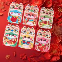 6 vnt. Kinų Naujųjų Metų raudonos vokeliai Hong Bao Pavasario Šventės dekoratyviniai paketukai Style A
