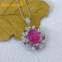 SACE GEMS 925 Sterling Silver 8*10MM Natual Ruby Pendant Necklaces for Womne Wedding Party Birthday Fine Jewelry Gift raudona