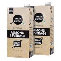 Urban Platter Almond Milk, 1L [Pack of 2, Unsweetened, Dairy-Free, Plant-Based]