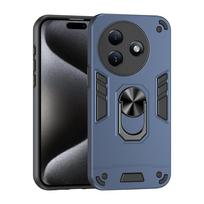 KEYSION Shockproof Armor Case for Itel S24 Soft Silicone+PC Camera Protection Ring Stand Phone Back Cover for Itel S24 for Itel S24 mėlyna