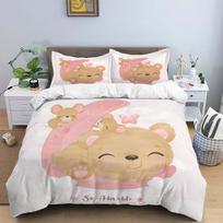 Moon Little Animal Sleep Print Digital Print Polyester Bedding Sets,Girl's Cover, Bed Linen Set For Teens, cover&2pcs Pillowcase EU single(135x200cm)