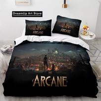 Arcane Anime Game Jinx Bedding Set Cute Quilt Cover Bed Cover With Pillowcase Twin Single Queen King Size Boys Adult Home EU Single 90x200cm purple
