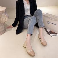 Shoes for Women 2024 Office Moccasins Ladies Summer Footwear Square Heels with Heel Medium Toe Stylish Lastest Quick Delivery A 35 gray