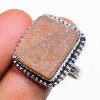 Orange Amazonite Handmade 925 Sterling Silver Jewelry Ring Size 10.5 e8Q63