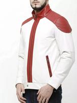 Handmade Men's Red & White New Leather Lambskin Genuine Biker Jacket Stylish S balta