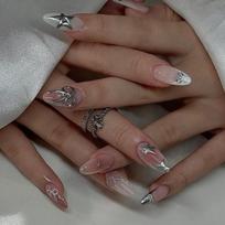 French Almond Nail Patch Nail Patch Popular Bow Nail Blush Star Nail Art Fake Nail