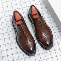 2024Luxury Brand Three Joint Leather Shoes Men's Thick Soles Increased Rubber Sole Men's Business Office Male Dress Lether Shoes 38 ruda