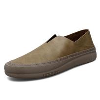Fashion Brand Men Summer Cowhide Hollow Lazy Shoes Outdoor Men Driving Shoes All Season Casual Thick Soled Anti Slip Hole Shoes 38 chaki