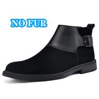 Warm Plush Fur Winter Boots for Men Fashion Comfortable Man Chelsea Boots Platform Snow Ankle Boots Handmade Soft Business Shoes 37