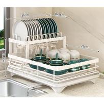 Kitchen drain Detachable dry dish rack, space saving dish rack Large capacity cutlery rack for home, home kitchen accessories gray