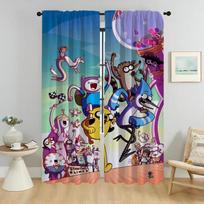 Adventure Times Home Interior Curtains 2 Pieces Elegant Room Curtains for Living Room Tulle for Bedroom Halloween Decoration W50xH70cmx2pcs-CL gray