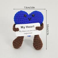 Crocheting Mini Ornament Heart Pocket Hug with Card Valentine's Day Couple's Small Gift Hanging Pendant Accessories karališkos mėlynos spalvos