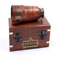 Telescope  with Box  Functional  Replica Brass Nautical Telescope  Brass Nautical Spyglass  Decor 38.1 cm