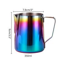 Leeseph pieno putų ąsotis, skirtas Latte Art, vaivorykštės spalvos nerūdijančio plieno espreso grietinėlės putos puodelis, 350 arba 600 ml black