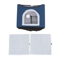 Foldable Cat House 2 Layer Collapsible Kitten House Multifunctional Cat Cave Bed Soft Cat Scratcher tamsiai mėlyna spalva