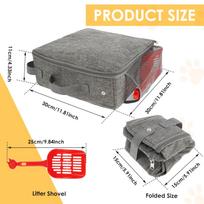 Foldable Pet Litter Box Portable Cat Toilet with Scoop Waterproof Outdoor Travel Dog Potty Cat Litter Storage Box Supplies gray